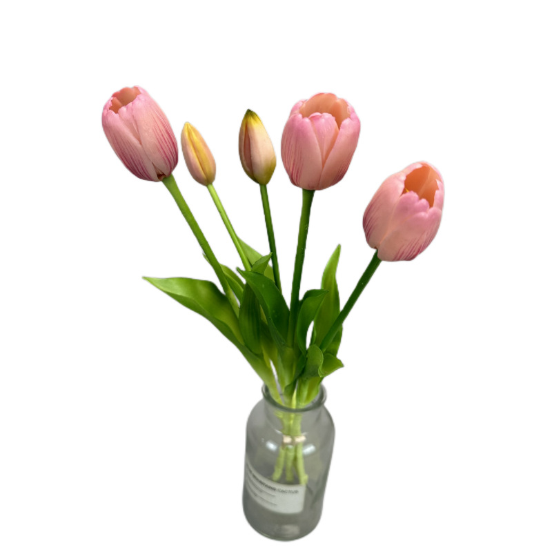 Flor de tulipán artificial sensación hidratante ramo de tulipán atado a mano vestido de Casa flor artificial tiro flor falsa al por mayor