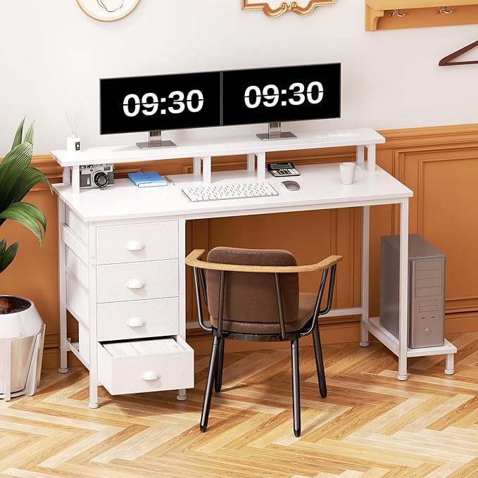 Game table with power socket desk with monitor stand storage rack suitable for home office bedroom