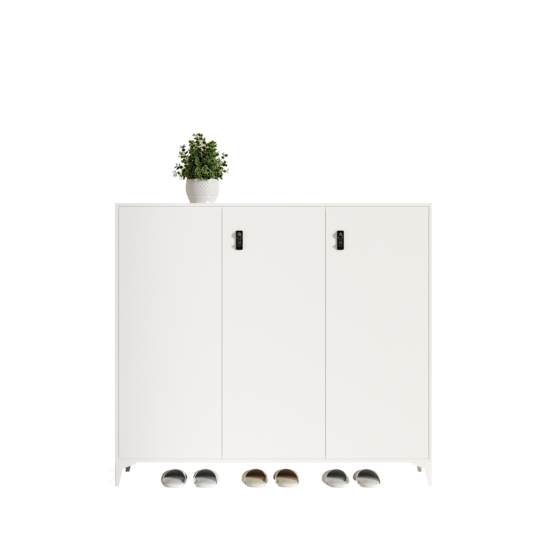 Gabinete de zapatos de acero para el hogar gabinete de almacenamiento de pasillo de entrada con cerradura interior y exterior simple moderno estante de zapatos a prueba de polvo