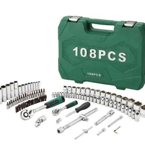 Kit de herramientas multifuncional de 108 piezas para limpieza de neumáticos de coche y hogar, grandes y pequeños, para uso en exteriores.
