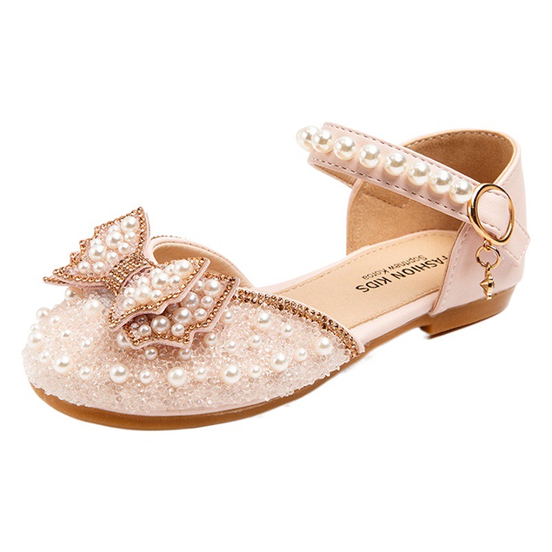 Zapatos de princesa para niñas 2023 nuevo bebé sandalias de estilo occidental zapatos de perlas de arco de verano para niños