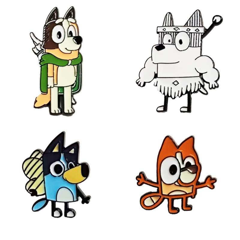 Children's Animated Series Bluey Metal Brooch Bingo and Friends Parent-Child Interactive Badge Clothing and Bag Accessories