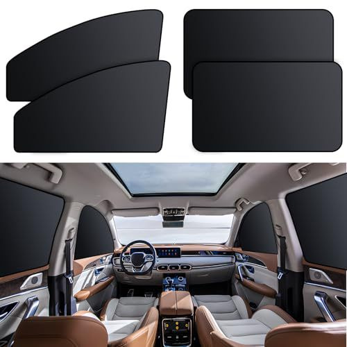Black Vinyl Titanium Silver Magnetic Car Window Curtain, Strong Magnetic Car Sunshade Curtain, Magnetic Sunshade Curtain