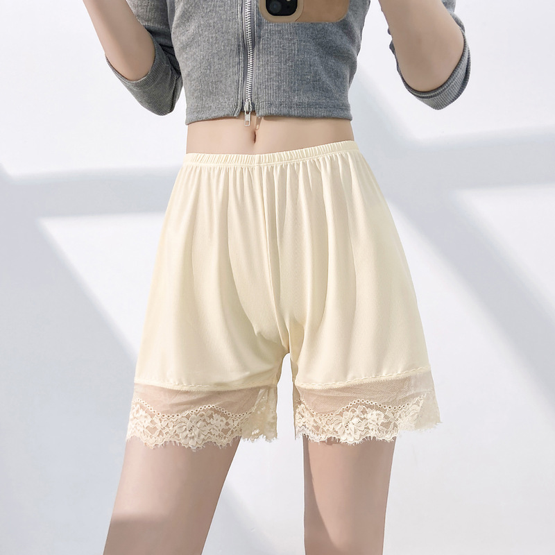 High-End Ice Silk Lace Breathable Safety Shorts, Loose Fit with Added Size, Anti-Exposure Leggings for Women