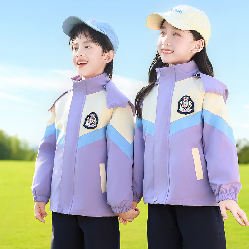 夏季小学生校服冲锋衣秋冬班服短袖套装儿童运动会幼儿园园服夏装|undefined