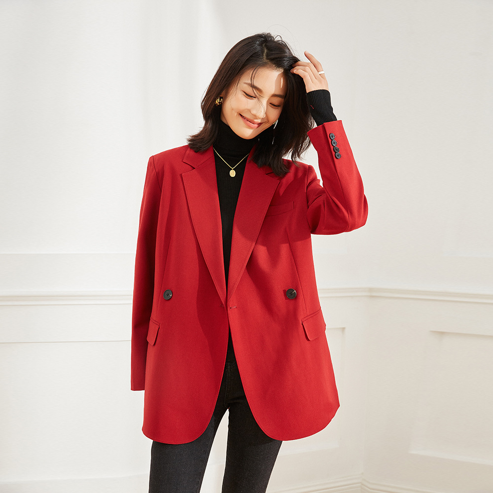 Shenghongchun's New Large-Profile Loose Belt Waist Casual Work Clothing Fashion Korean Style Jacket Suit for Women 12913
