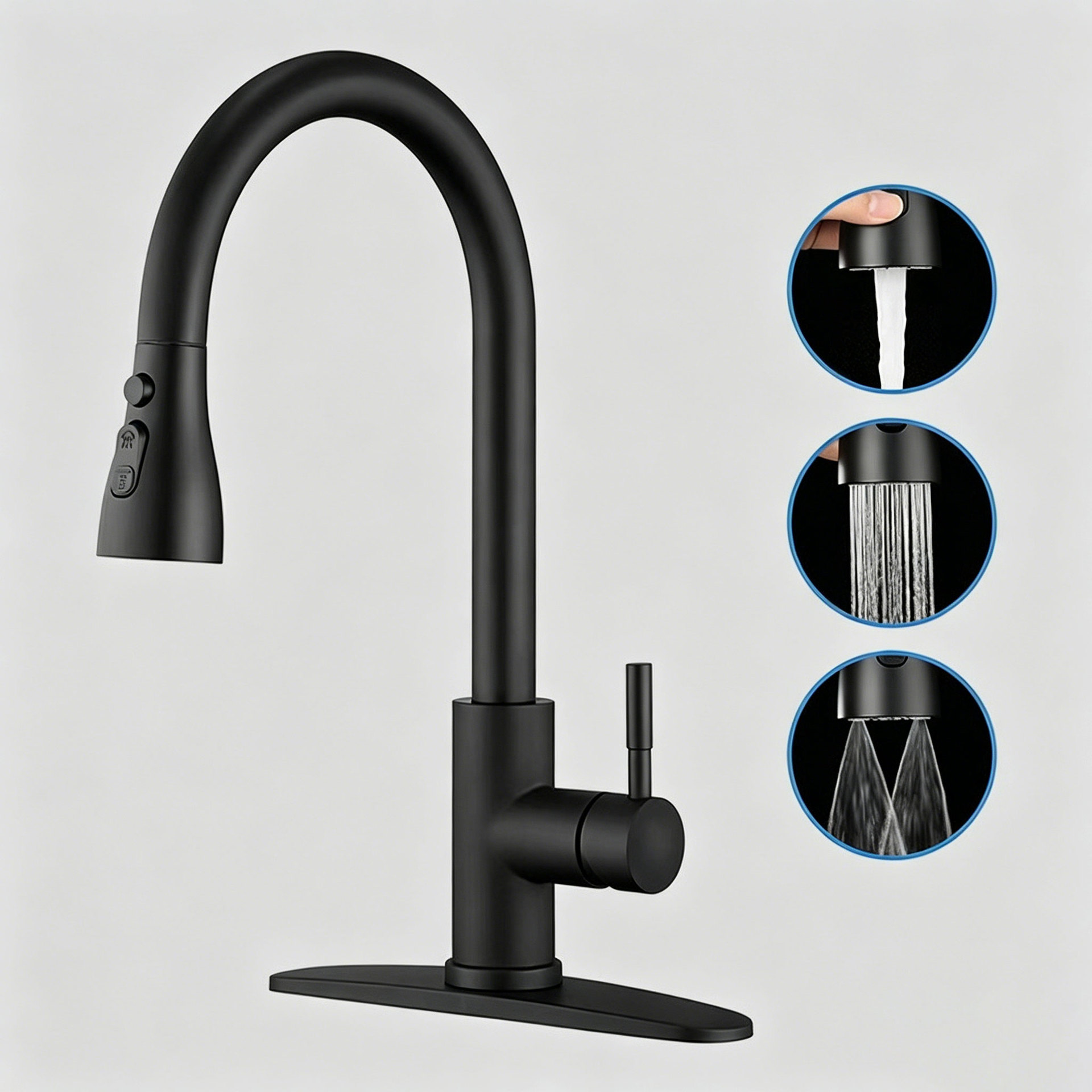 Grifo Extraíble de Cocina de Acero Inoxidable 304, Giratorio 360° para Agua Fría y Caliente