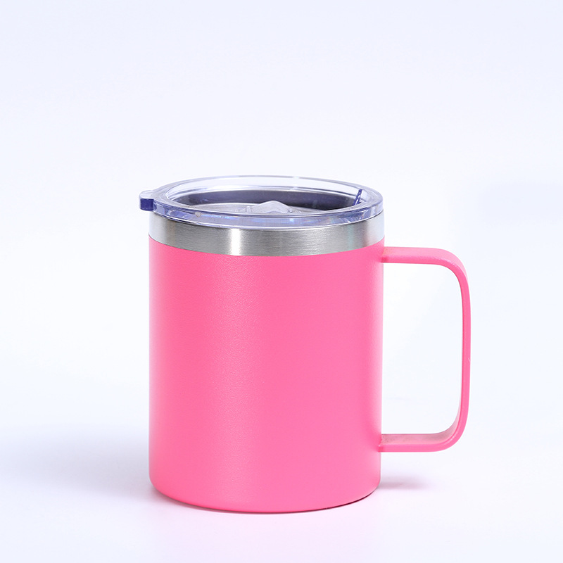 Nueva taza creativa de acero inoxidable de 12oz taza de café de doble capa con mango de oficina de negocios del hogar taza de vacío