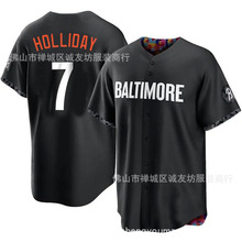 金莺 7 黑色城市版 Holliday 刺绣棒球球衣 Ebay baseball Jersey