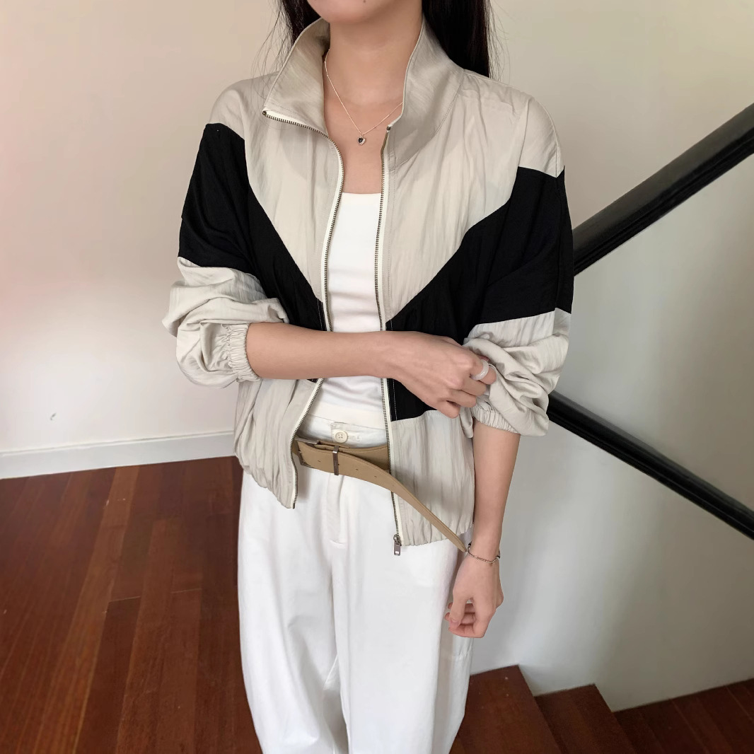 6UP春夏韓系撞色薄外套防曬女13行新款慵懶風極簡高級感ins91508