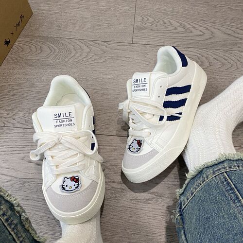 kt cat white shoes women's shoes  autumn new casual versatile color matching student sneakers design sense bread shoes