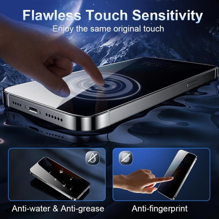 Kalebol alta pantalla de impresión de serigrafía de aluminio cubierta de huellas dactilares borde negro anti-peeping película protectora de vidrio templado