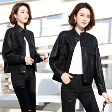 皮衣女短款2023新款韩版时尚修身显瘦百搭皮夹克小个子机车外套潮