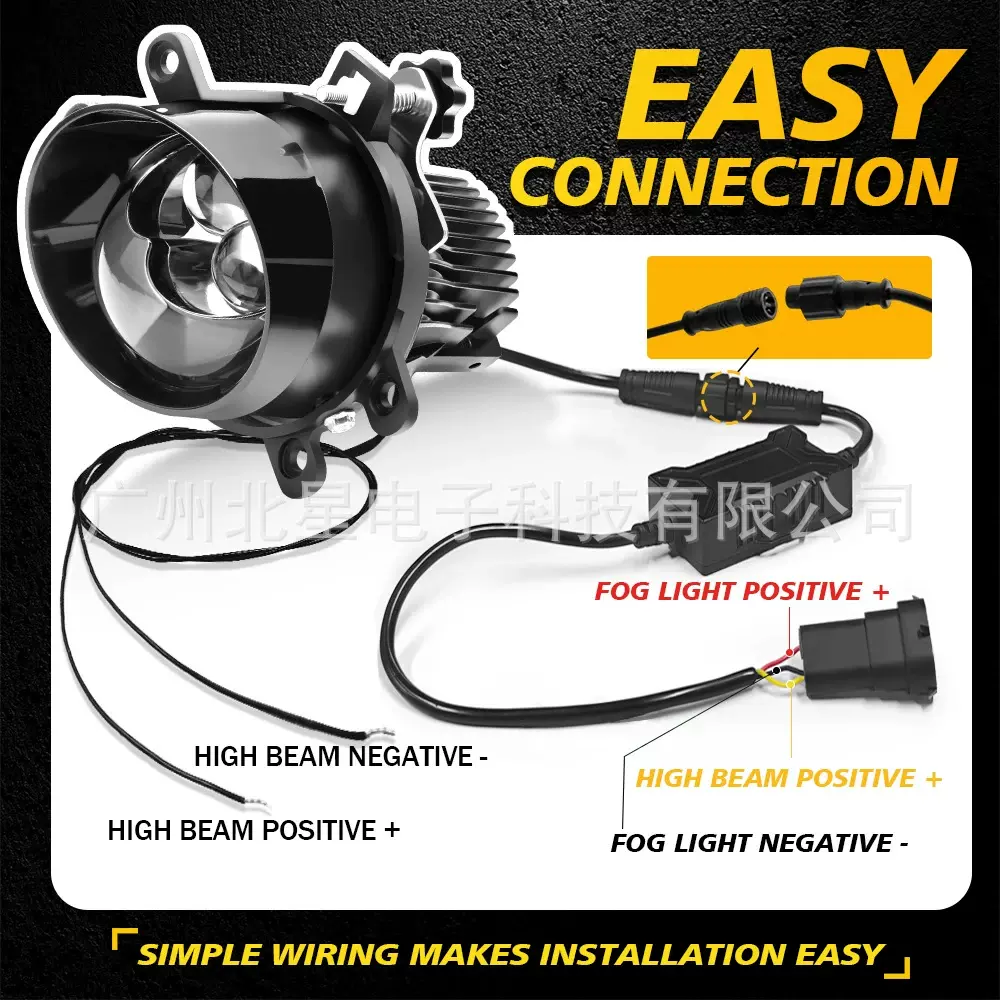 3寸双光透镜汽车LED雾灯双直射激光透镜防水远近一体雾灯