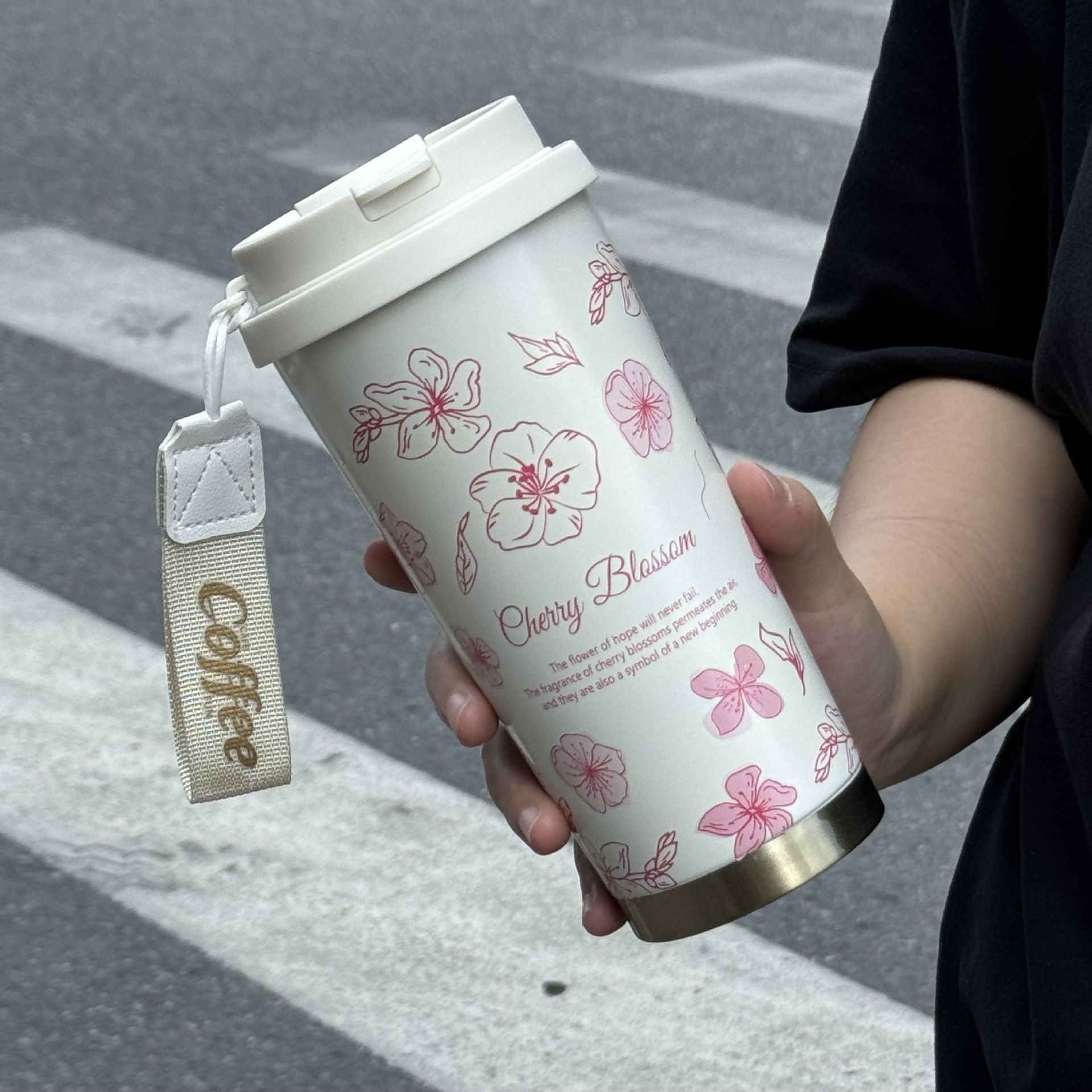 Nueva orquídea de campana 316 taza de alumno de alto valor ins taza de paja con cuerda taza de café de jardín de verano