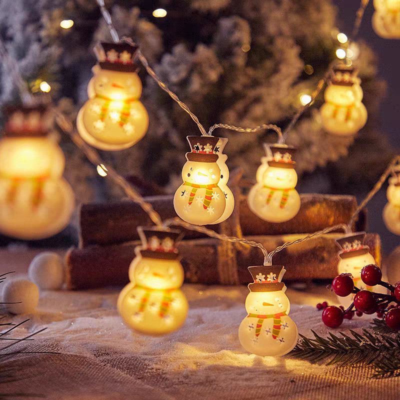 Decoración de Navidad lámparas LED de colores cadena creativa de doble cara muñeco de nieve árbol de Navidad escena de diseño colgante pequeño colgante
