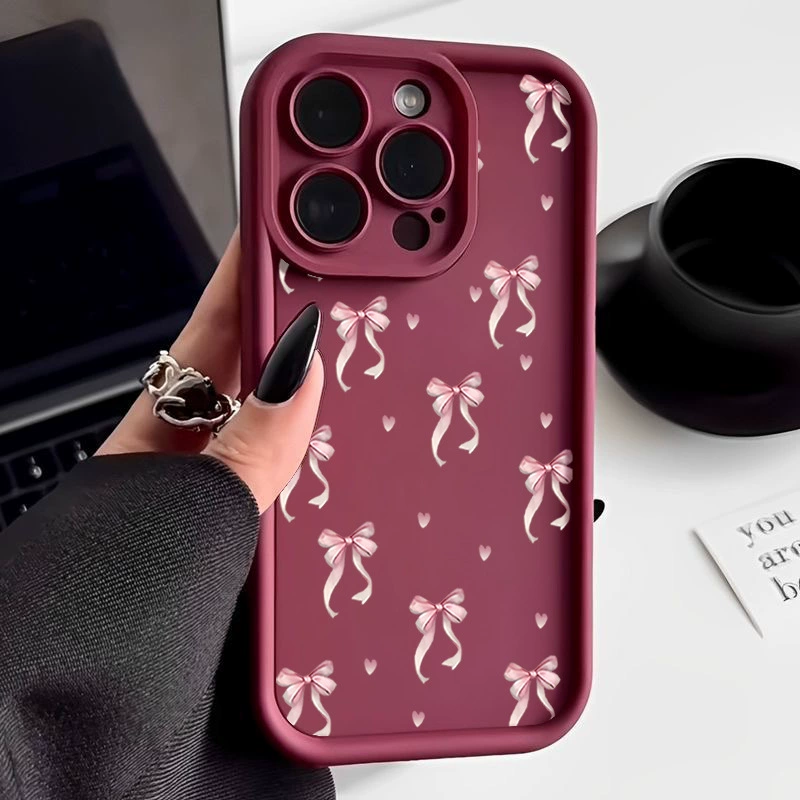 Apple, совместимый фуксия iPhone17 Pro, чехол для телефона с бантом, защитный iPhone 13, iphone, падение защита