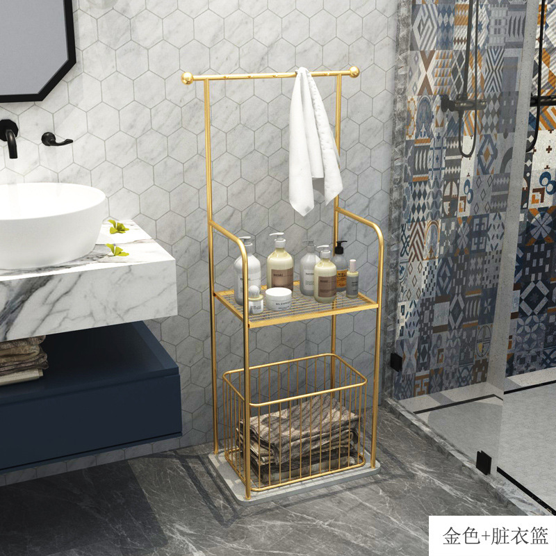 C1_골든 수건걸이 + 골드 스퀘어 바스켓