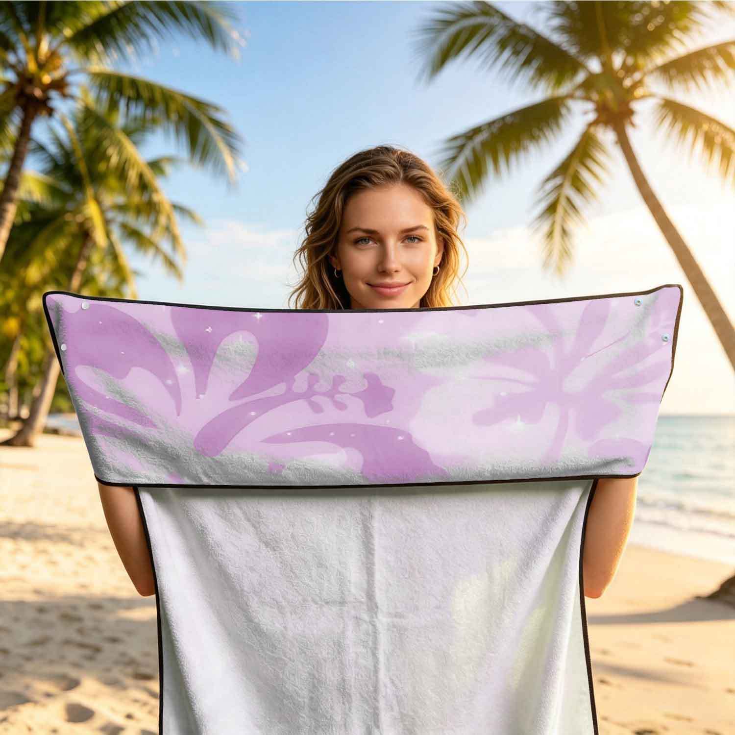 Printed bath towel and car seat cover 2-in-1, ultra-fine fiber outdoor beach and car dual-use universal seat cushion
