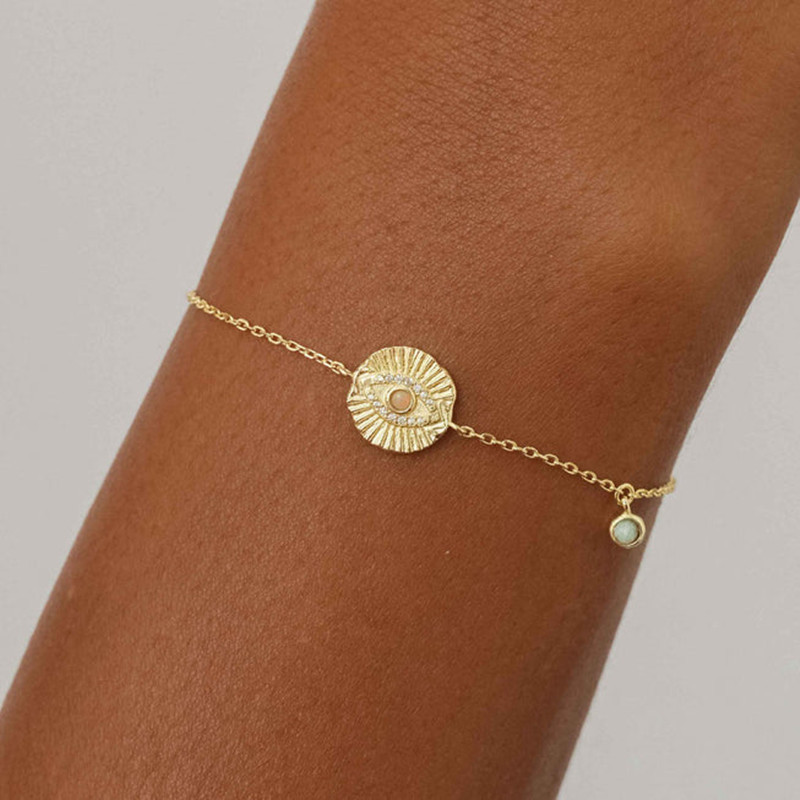 Retro Geometric Eye Copper Bracelets Plating Zircon Copper Bracelets