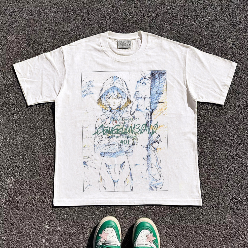 Evangelion T-shirt Groundwork 3.0+1.0 Thrice Upon A Time Rei Ayanami White
