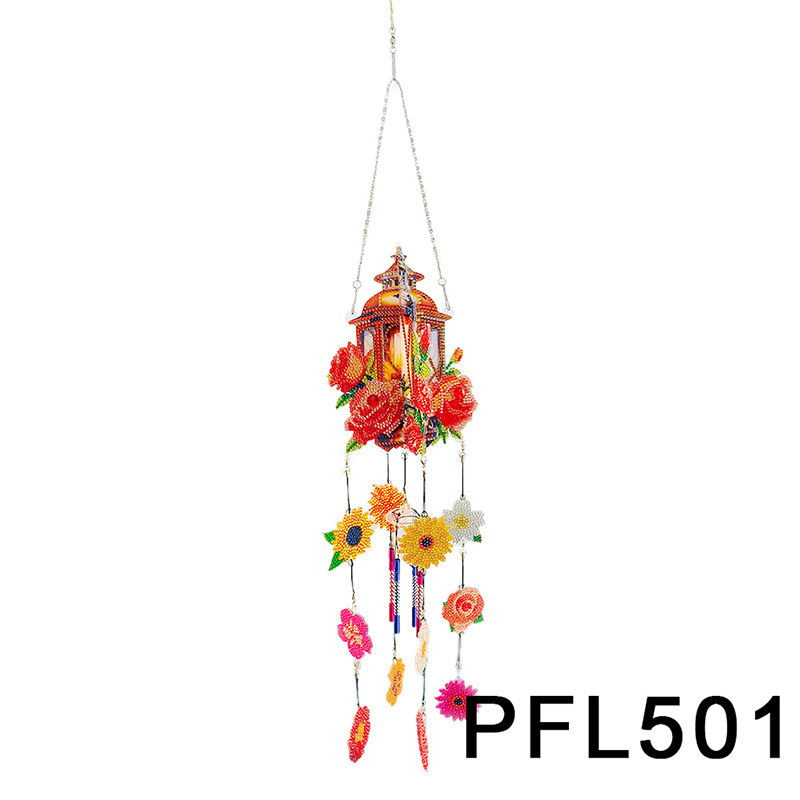 Fábrica directa pintura de diamantes alrededor de flores y pájaros dibujos animados colgando placa decorativa campana de viento transfronteriza atrapadora de sueños decoración interior de pintura de diamantes