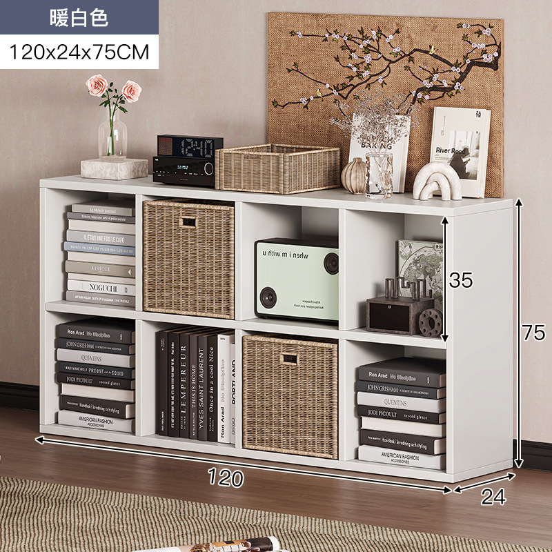 Estantería Estante de piso a techo Estante para libros simple Gabinete a cuadros para el hogar Gabinete de ocho compartimentos Sala de estar Gabinete corto Gabinete de almacenamiento Gabinete de almacenamiento