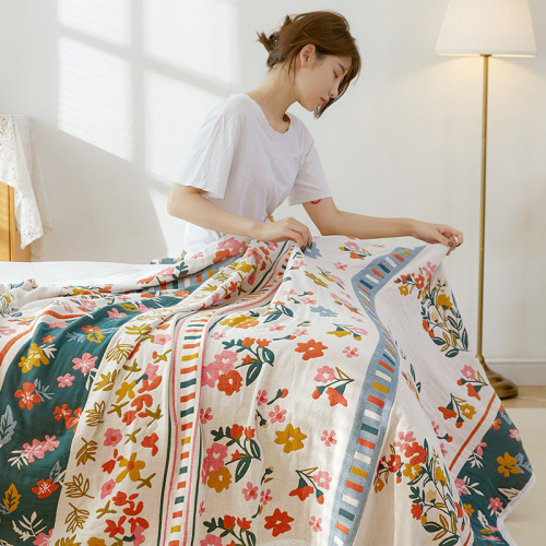 Pure cotton gauze towel is enlarged, thickened, soft, cotton blanket, breathable towel blanket, four-season fresh adult bed cover