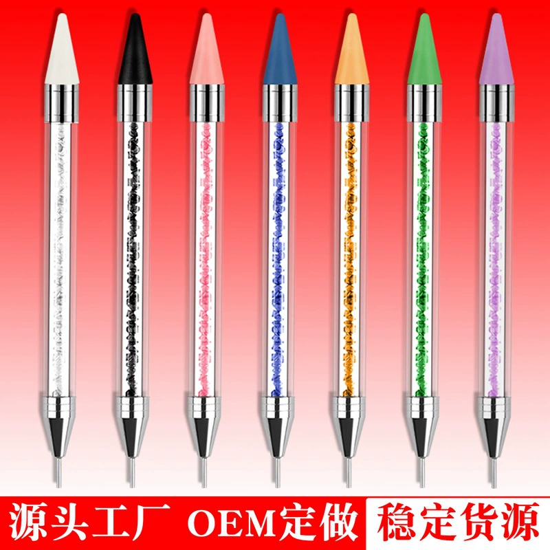 ИСТОЧНИК завод дрель для ногтей Ручка инструмент двуглавая дрель карандаш липкая Дрель Ручка восковая головка ручка для ногтей точка карандаш прилипание дрель