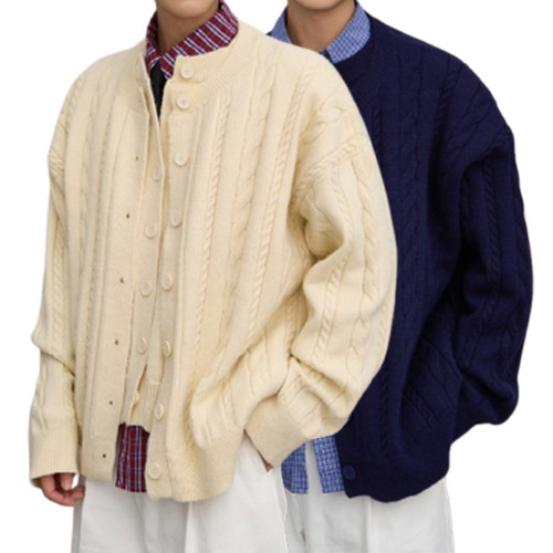 Explosiones transfronterizas de tamaño grande falso de dos piezas de camisetas de punto de torsión suéter cardigán hombre chaqueta vieja fábrica de viento de dinero al por mayor