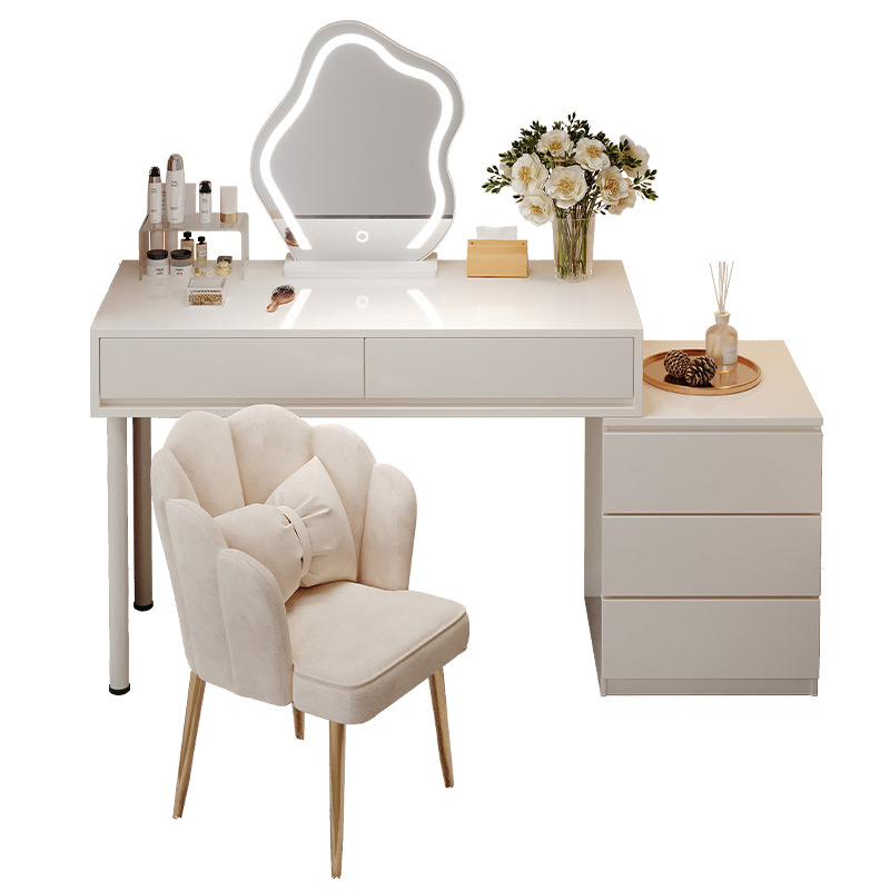 Comodador moderno y simple para niñas dormitorio armario todo en un escritorio crema minimalista con el viento armario mesa de maquillaje