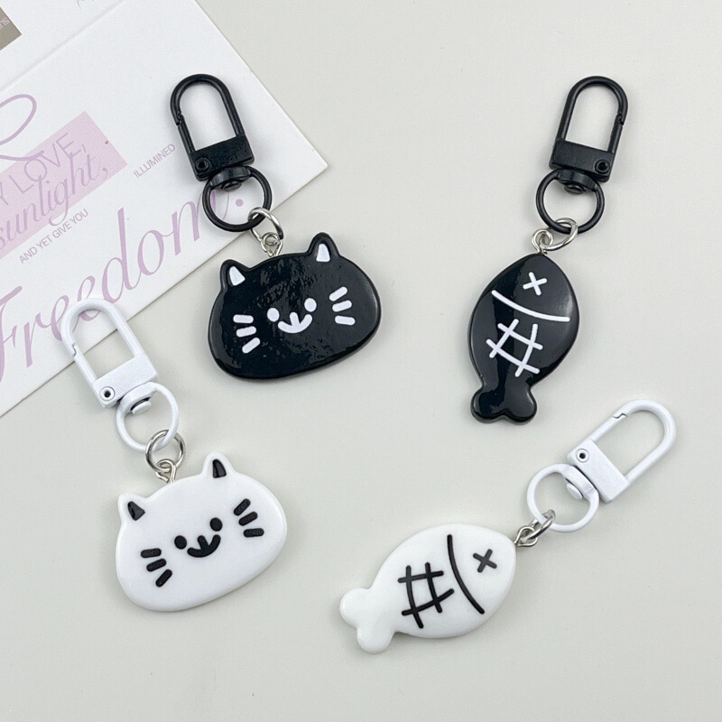Door Latch Q62 Black and White Cat Eating Fish Keychain Niche Exquisite Pendant Backpack Best Friend Couple Ornament Accessory Keychain Door Latch Q62 Black and White Cat Eating Fish Keychain Niche Exquisite Pendant Backpack Best Friend Couple Ornament Accessory Keychain