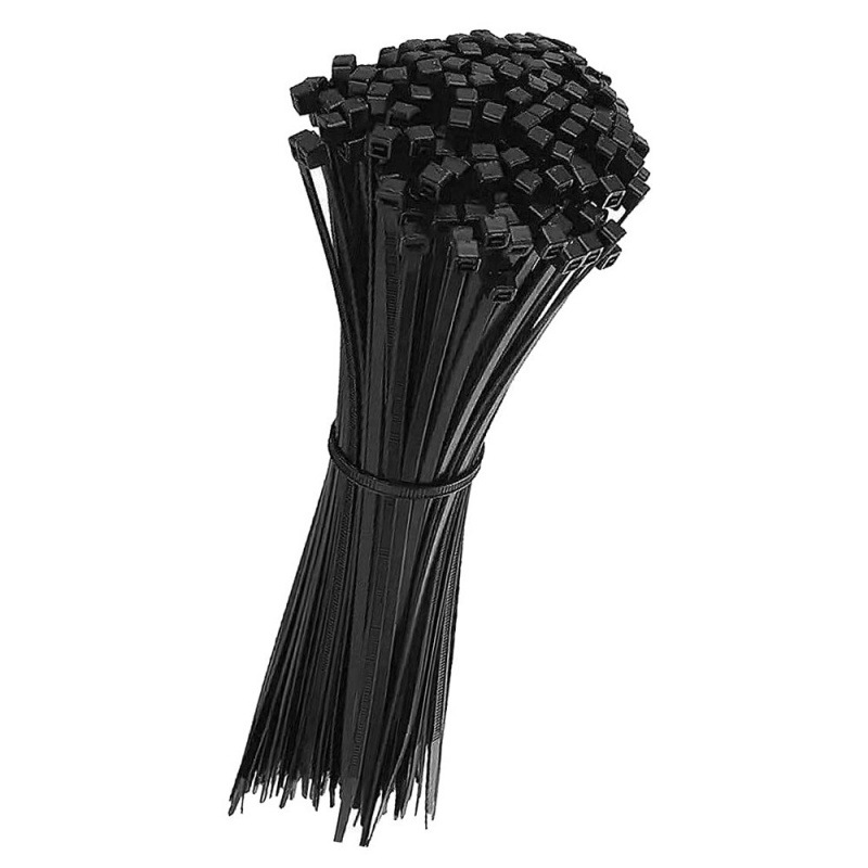 100 조각 검은 나일론 케이블 타이 국가 표준 (3*150mm 솔리드 와이드 2.5)