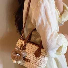 Chio2nd浅溪织锦托特包包女2025超火手提编织包单肩斜挎小包