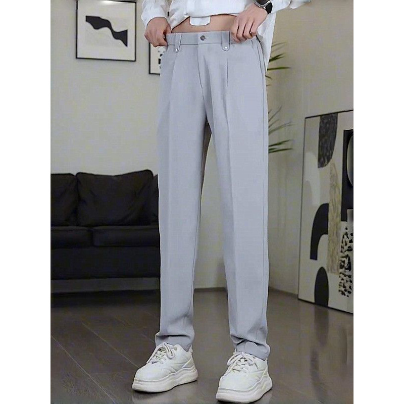 Spring and Autumn Trendy Brand Drape Straight-Leg Suit Pants for Men, Simple High-End Stylish Youth Loose Versatile Casual Pants