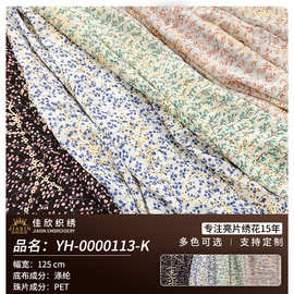 外贸新款 雪纺亮片绣花面料 秋季新款欧美穿孔女装连衣裙面料