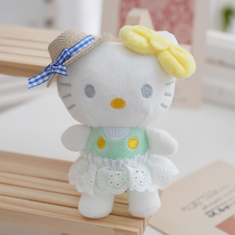 新品马卡龙草帽款猫咪毛绒公仔玩偶书包挂件娃娃钥匙扣挂饰礼品|undefined