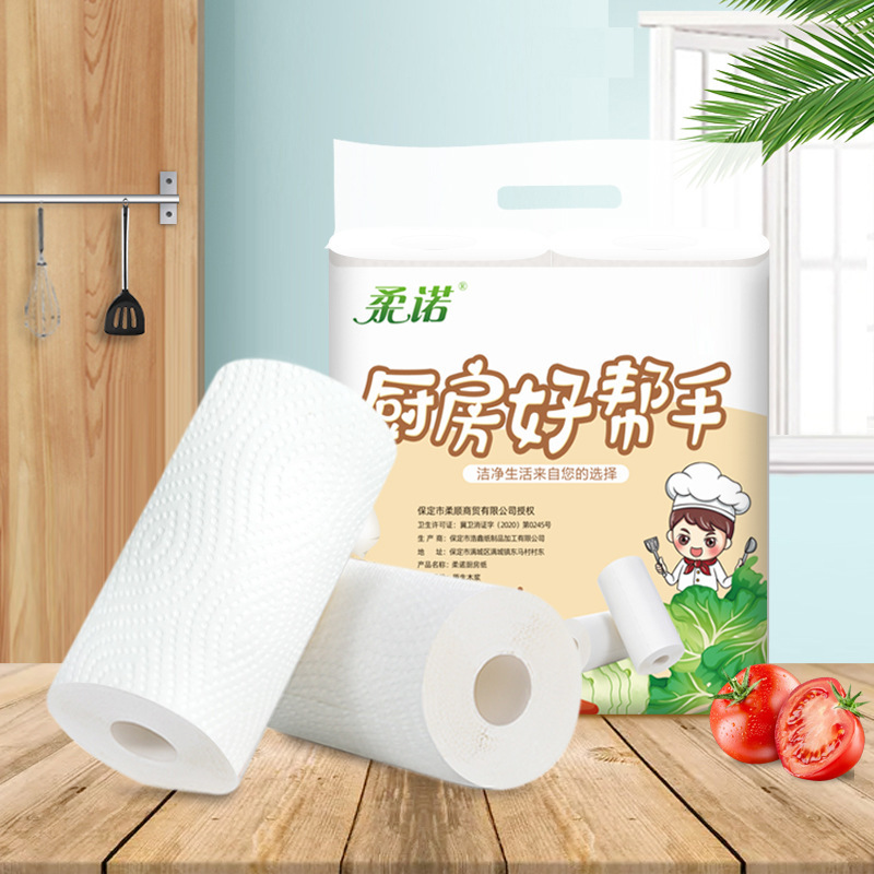 Kitchen paper towel wholesale whole family pack oil absorbent absorbent paper towel thickened towel hair curly paper wet and dry dual-use