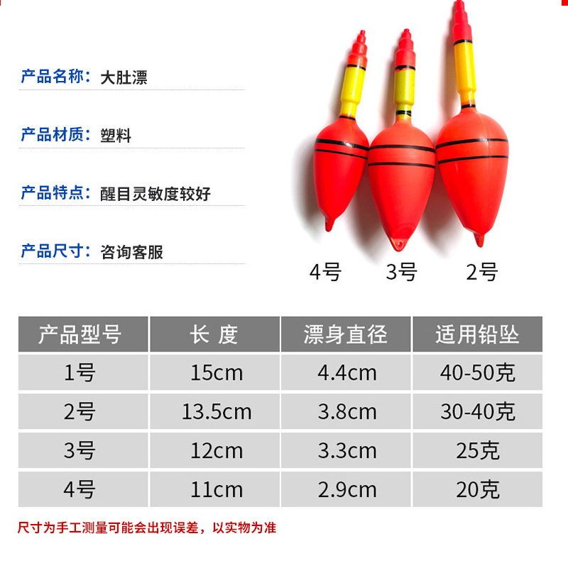 Plastic Sea Fishing, Big Belly Float, Reservoir Fishing Float, Large Sea Float, Fish Float, Eye-Catching Float, Red Flag Fish Float