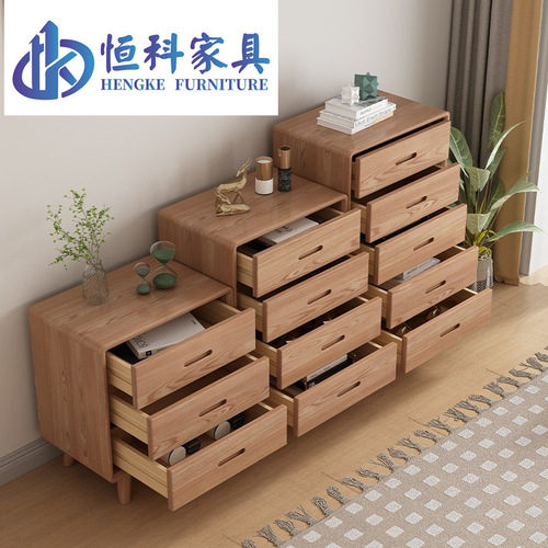 Ash wood chest of drawers solid wood bedroom furniture bedside table with drawer storage storage cabinet chest of drawers log cabinet