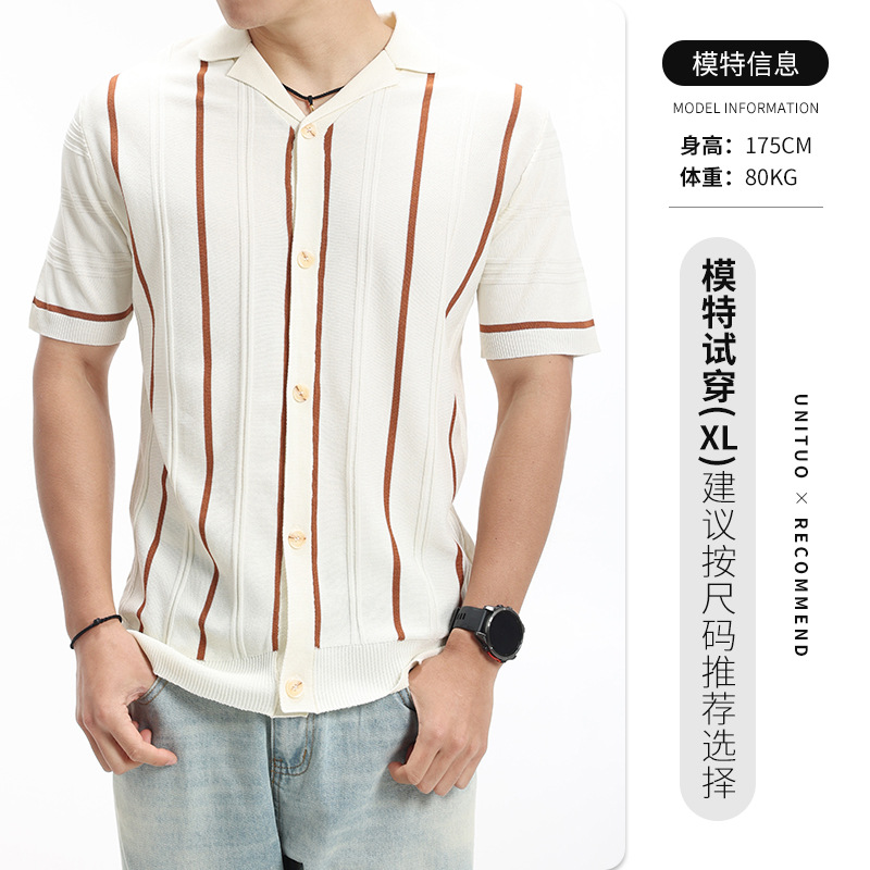 Nueva camiseta de hielo de punto polo de manga corta para hombres de verano de negocios con cuello casual camiseta de hombre camiseta de hombre