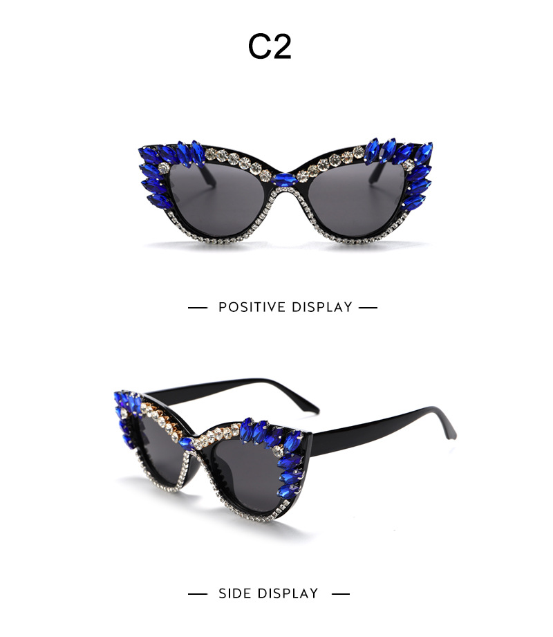 Luxurious Geometric Pc Cat Eye Diamond Full Frame Women's Sunglasses display picture 6