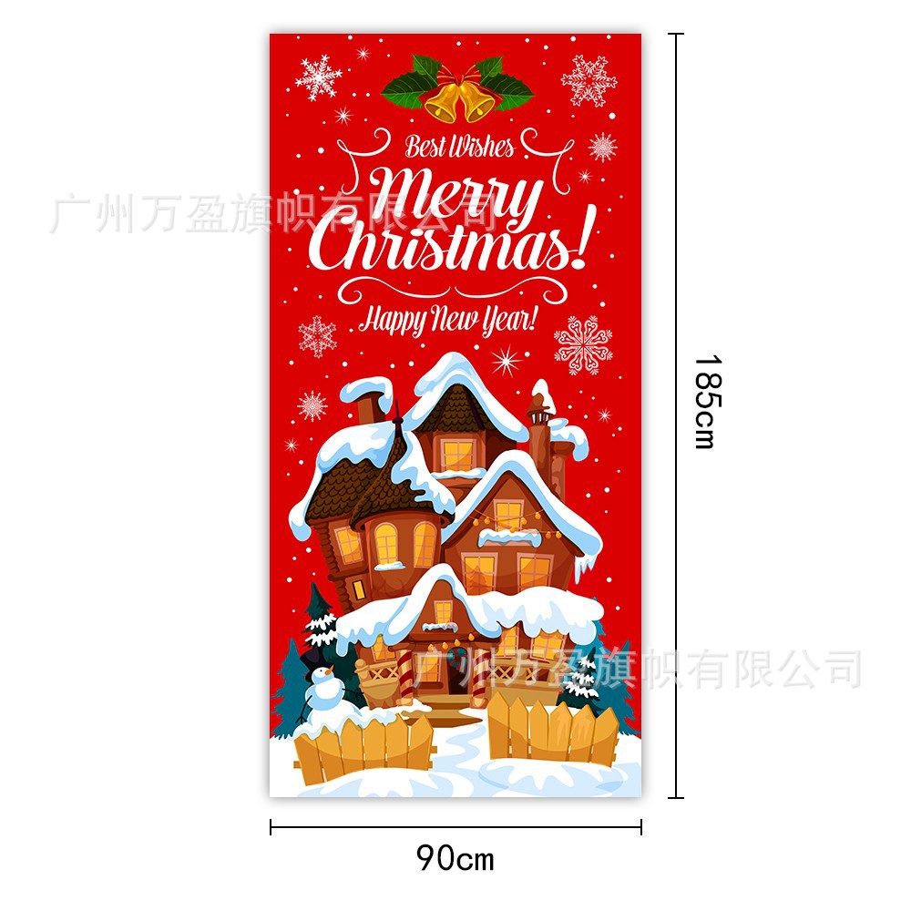 2025 nuevos productos de navidad cortina de bandera Santa Claus para ver la hoja de regalo decoración de tela colgante Bandera de bienvenida de Navidad