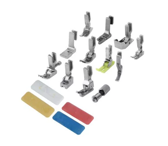 Промышленная швейная машина, набор плоских автомобильных лапок, прижимная лапка с катящимся краем, пластиковая прижимная лапка для покраски, порошок