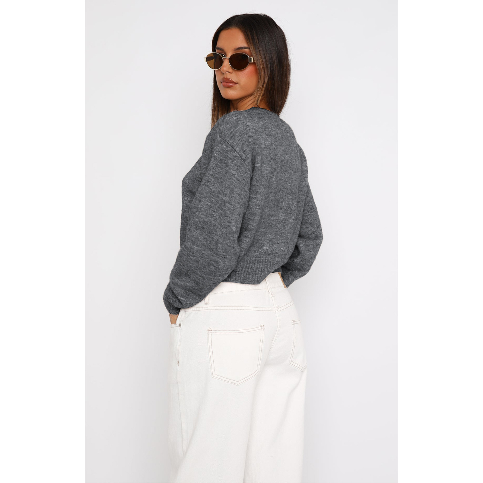 280g Weight Long Sleeve Sleeve Length Single Breasted Placket Type Polyester Fabric Type Short Top Length Cardigan, Sweater Tops Type Daily Occasion Round Neck Neckline Loose Fit Type Solid Color Pattern Spring, Autumn Season Women's Gender Button Design Streetwear Style Wholesale Women's Streetwear Solid Color Long Sleeve Button Sweaters & Cardigans 67
