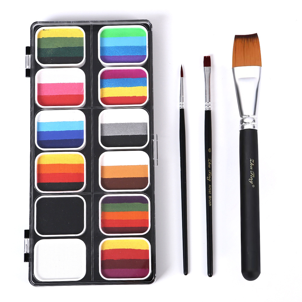 Cross-border body painting lavable 12 colores paleta profesional cara de color festival de ópera cara de juego de pelota de color cara infantil