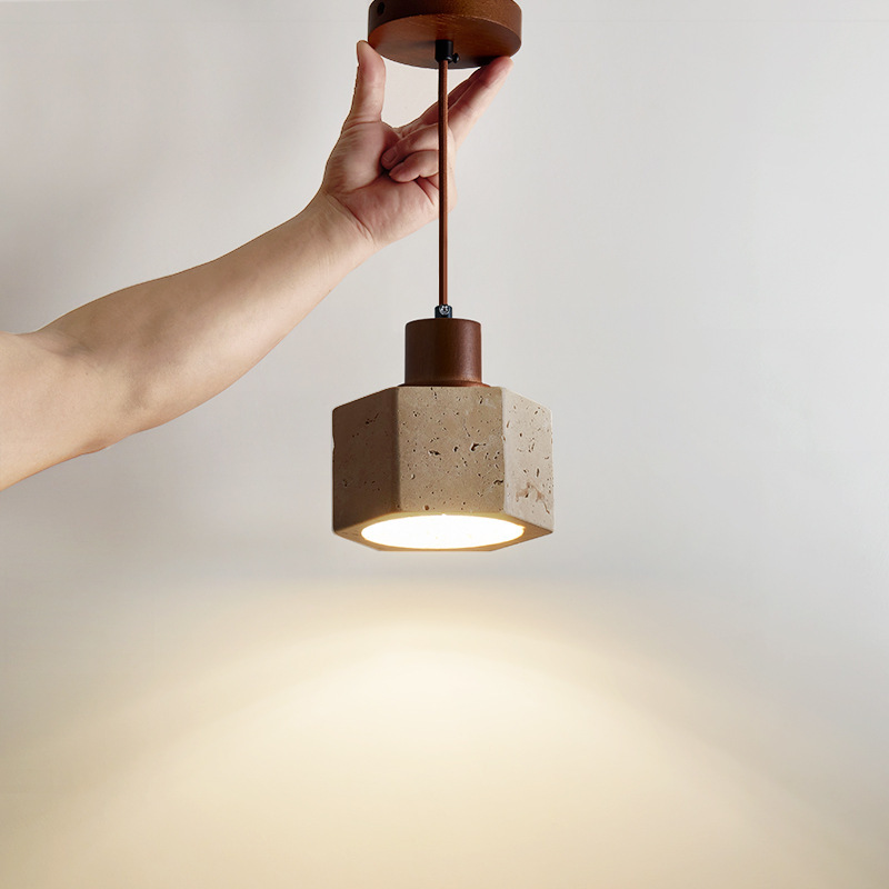 Huangdongshi small pendant lamp Japanese retro stone pendant line Nordic medieval designer antique silent wind bedside lamps Huangdongshi small pendant lamp Japanese retro stone pendant line Nordic medieval designer antique silent wind bedside lamps
