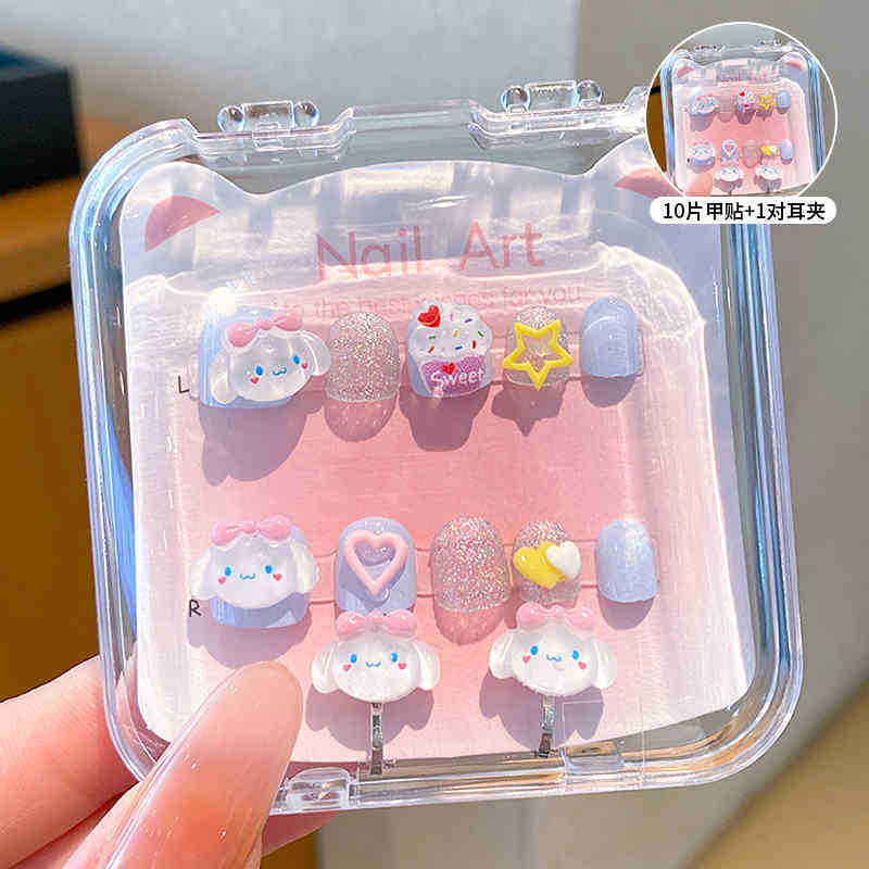 Rain Spirit Sanrio parches de manicura desmontables para niños Kulomi chicas usan pegatinas de uñas al por mayor