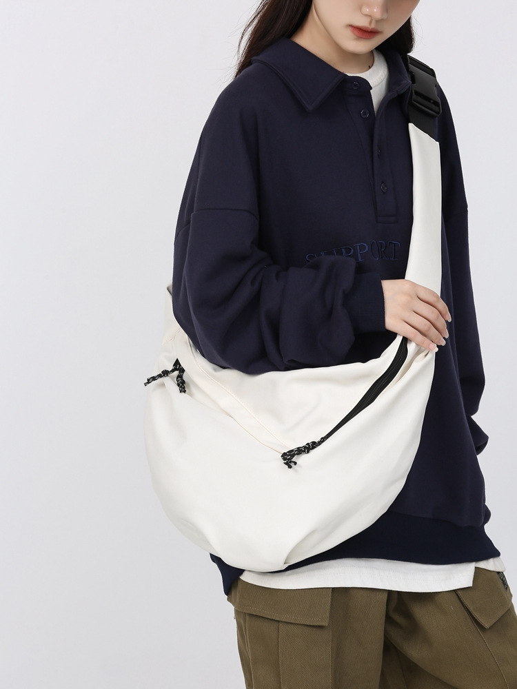 Bolso tipo dumpling unisex de gran capacidad, estilo coreano, moderno, Harajuku, sencillo, deportivo, para ir al trabajo, de un solo hombro, bandolera.
