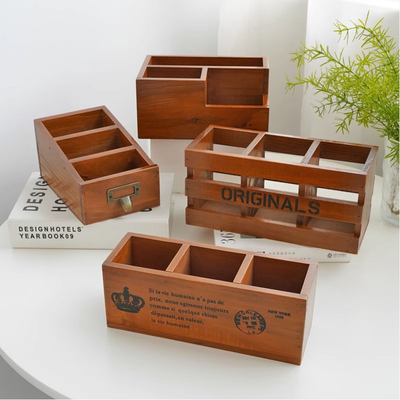Retro wooden table universal storage box